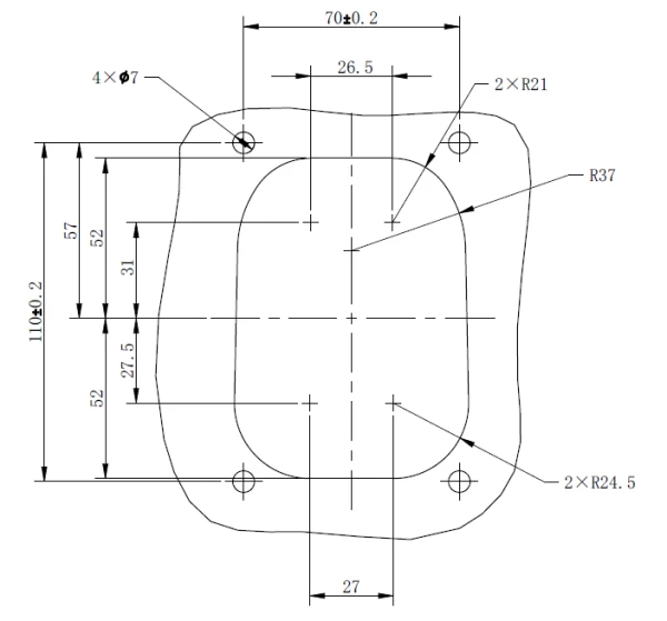 Type B opening size